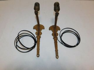 Vintage Pair Electrical Wall Sconce Lights Cast Iron From C N Burman Co Nj Usa
