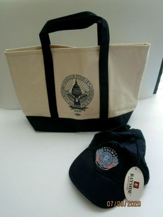 Barack Obama Souvenir 2009 Presidential Inauguration Tote Bag And Hat