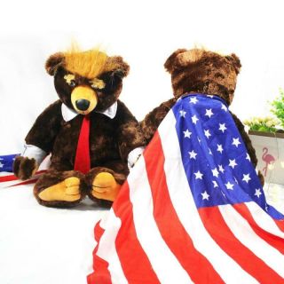 Donald Trump Deluxe Plush Stuffed Teddy Bear W American Flag Cape 60cm Best Toy