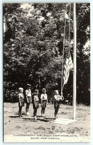 Postcard Girl Scouts Camp Wheelgate Flag Ceremony Quick Wv Kanawha County R01