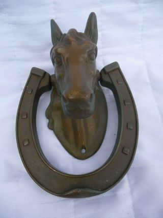 Vintage Heavy Brass Horse,  Shoe Door Knocker Architectural Hardware Detail