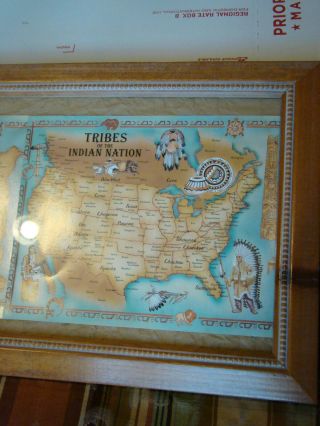 Indians of the USA Native American Tribes Pictorial Map & Symbols Framed 23 