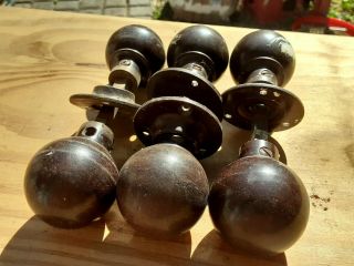 Extremely Rare Set Of Art Deco Bakelite (3) Door Handles Knobs Nearly 100yrs Old