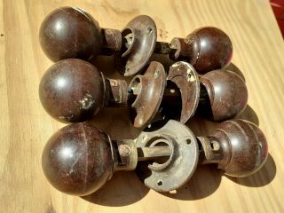 Extremely Rare Set Of Art Deco Bakelite (3) door handles knobs nearly 100yrs old 2