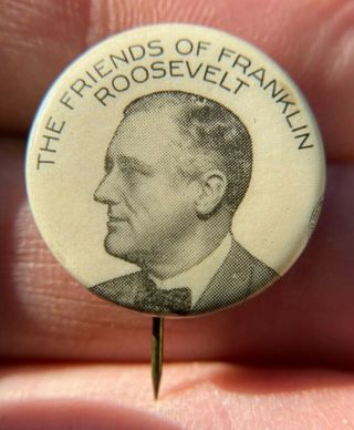 1936 The Friends Of Franklin Roosevelt Portrait Looking Left 3/4 " Button Fdr R18