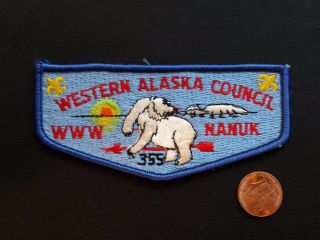 NANUK OA LODGE 355 MERGED WESTERN ALASKA COUNCIL AK PATCH FLAP TOUGH OLDER ISSUE 2
