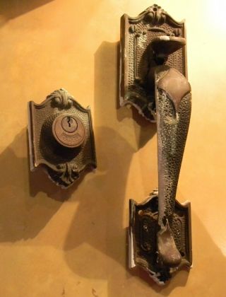 Antique Victorian Brass Door Handle Hardware: Thumb Latch & Lock