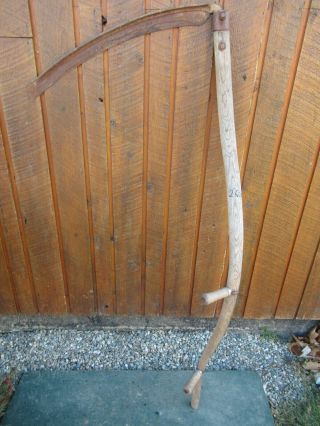 Great Vintage Antique 59 " Long Scythe Hay Grain Sickle Farm Tool Blade 25 " Long