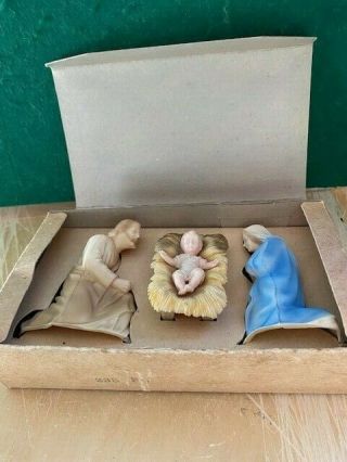 Hartland Plastics Holy Family 3 Piece Nativity Set W/original Box 1940 