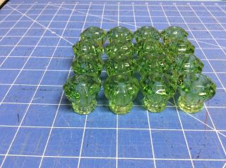 Set Of 16 Vintage Green Depression Glass Drawer Cabinet Knobs Pulls Perfectmatch