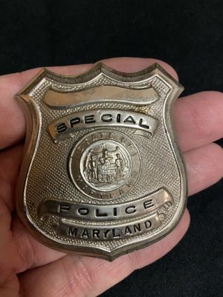 Obsolete Metal Police Patrolman Badge Special Police Maryland Vintage