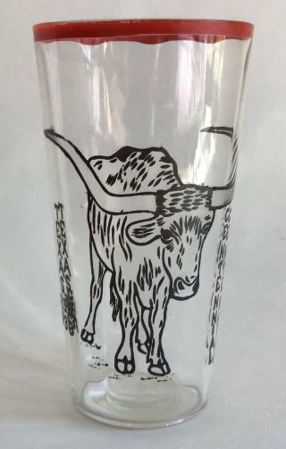 Texas Centennial Glass 1836 - 1936 Longhorn 5” X 3 - 1/2”