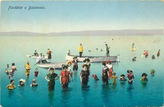 Hungary 1912 Balaton Lake Animated Beach Furdoelet A Balatonon