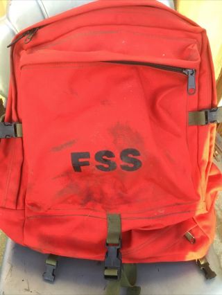 Fss Forest Service Wildland Fire Fighter Red Personal Gear Backpack Green Straps