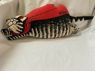 Very Rare Vintage B.  Kliban Stuffed Cat,  Red Scarf Flying 21” Plush Pillow
