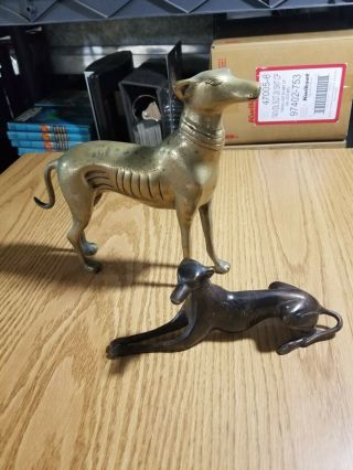 Vintage Brass / Bronze Greyhound Dog Figurine Statues