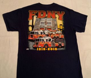 FDNY NYC Fire Department York City T - Shirt Sz L Engine 295 Queens TL 144 3