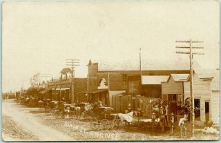 Ong,  Nebraska Real Photo Rppc Postcard " Main St.  " Street Scene C1900s