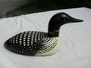 Early Hand Carved Wood Loon Duck Bird Artist Signed