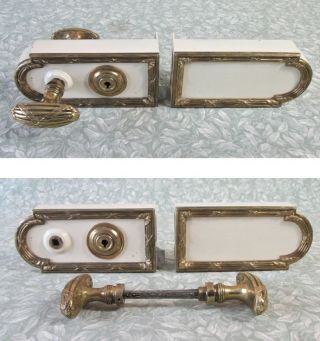 Vintage Antique French Brass Iron Ornate Door Rim Lock / Keep / Knob Handles