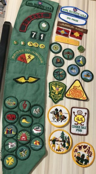 Vintage Girl Scout Sash 1980 