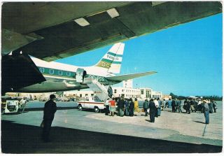 Postcard Las Palmas Airport Panair Do Brasil Douglas Dc - 8 Aviation Airline