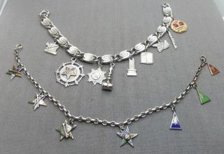 2 Oes Ladies Masonic Order Of The Eastern Star Charm Bracelet Two Bracelets