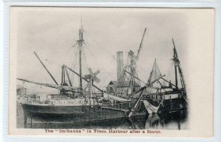 The " Dalhanna " In Troon Harbour After A Storm: Ayrshire Postcard (c57072)