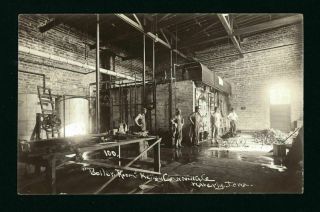 Waverly Iowa Ia 1907/18 Rppc Boiler Room & Full Crew,  Coal Piles,  Kelley Canning