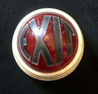 Ruby Red Glass Dome Art Deco Vintage Exit Sign