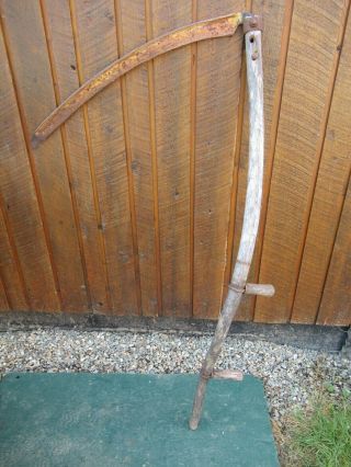 Great Vintage Antique 54 " Long Scythe Hay Grain Sickle Farm Tool Blade 31 " Long