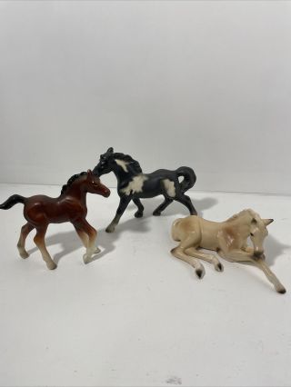 3 Ceramic Vintage Horse Figures Made In Japan