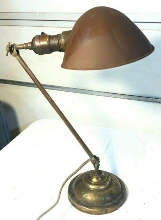 Antique Faries Industrial Desk Lamp Brass / Copper Articulated Machine Age