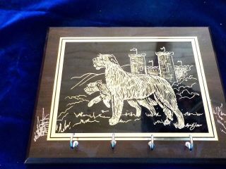 Irish Wolfhound Freehand Engraved And Signed 8x10 Key/leash Rack Artwo