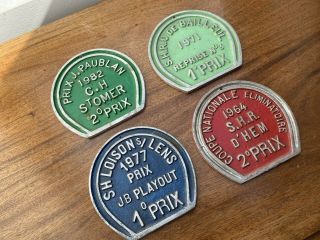 Four Vintage French Plaques From Horse Shows 1964,  77,  82,  71