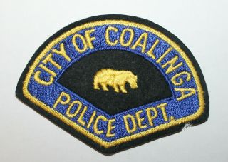 Very Old City Of Coalinga Police Dept Fresno Co California Felt Vintage Ca