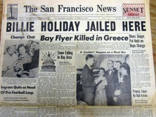 Best 1949 Display Newspaper Jazz Singer Billie Holiday Arrested On Drug Charges