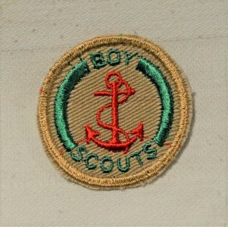 Red Anchor Boy Scout Proficiency Award Badge Tan Cloth Troop Large Size $1