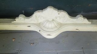 Carved Pediment Repurpose 1880 Painted Wood Table Stretcher