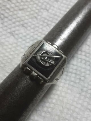 Vintage Sterling Silver Black Onyx Boy Scout Explorer Ring sz.  6 1/2 3