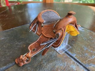 Vintage Hand Crafted Tooled Leather Horse Saddle Miniature Salesman Sample