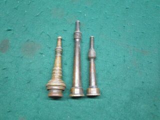 3 Vintage Brass Fire Hose Nozzles Water Nozzle Old Estate Find