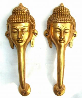 Lord Buddha Face Door Handle Golden Brass Religious Design Door Handle Dec Bm413