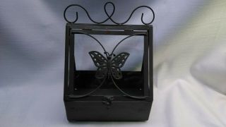 Vintage Victorian Style Metal And Glass Terrarium Window Planter Butterfly