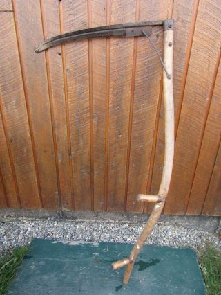 Vintage Antique 57 " Long Scythe Hay Grain Sickle Farm Tool Blade Is 23 " Long