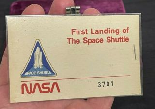 Vintage Nasa First Landing Of The Space Shuttle Columbia Badge Sts - 1