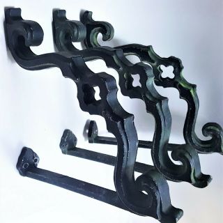 3 Vintage Architectural Ornate Cast Iron Metal Shelf Brackets