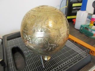Vintage Gold Toned Engraved Ornamental Brass Finial Flag Pole Topper 6 " - 1/4 - 20