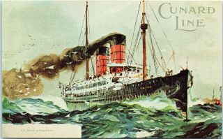 Postcard Rms Campania Cunard Line Steamship Ocean Liner In Mid - Atlantic