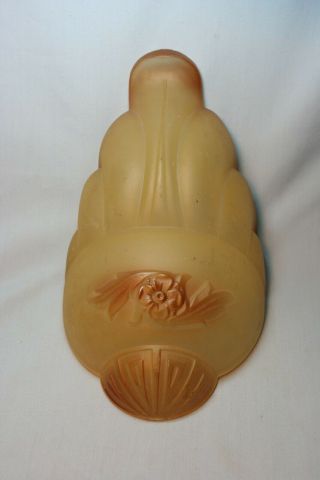 Antique Art Deco Light Fixture Sconce Glass Slipper Shade Amber Tint Vintage